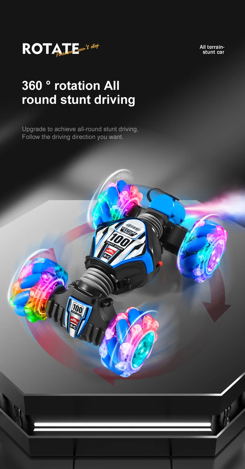 Top RC Stunt Car 2.4G Ferngesteuertes Auto RC Uhr Gestensensor LED Rotation Geschenk Elektronisches Spielzeug für Kinder Jungen