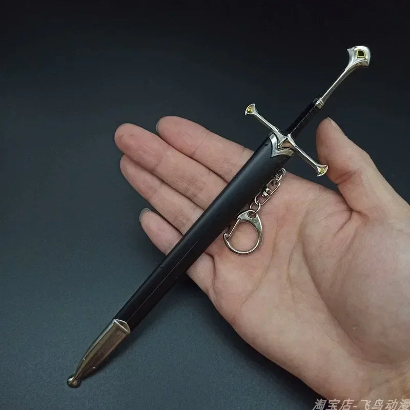 Épée de samouraï Katana en métal de 18-22 cm, arme médiévale Glamdring Aragorn Narthil, seigneur des anneaux, porte-clés, ornements, cadeaux, jouet