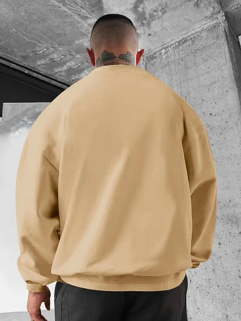 The new men's round-neck sweatshirt for Spring and Autumn 2025 features a casual fashionable and comfortable 3D pattern print