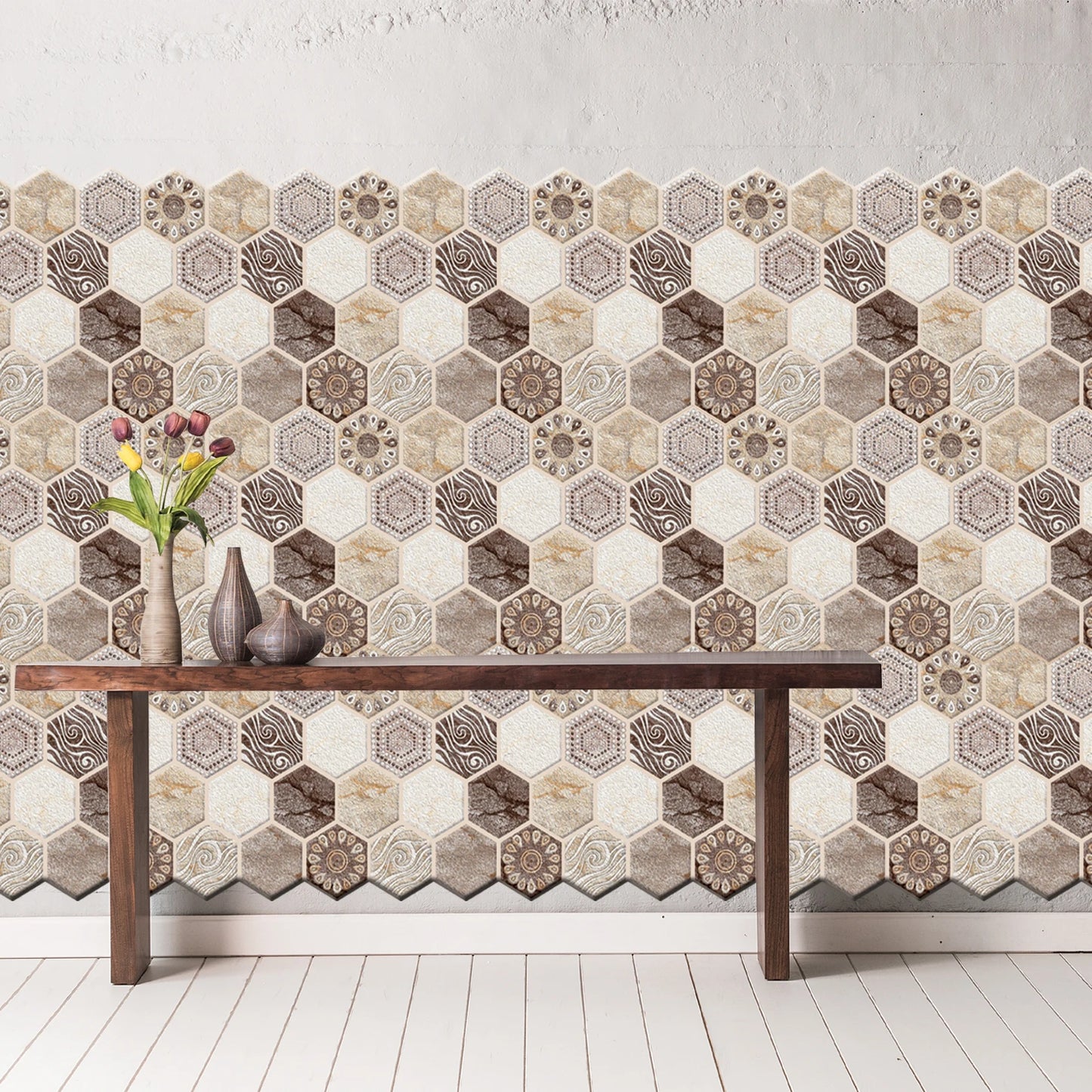10/20Pcs Peel and Stick Tile Backsplash Thicker Design Marble Tiles 12"X12" Stick on Backsplash Self Adhesive Tiles for Any Room