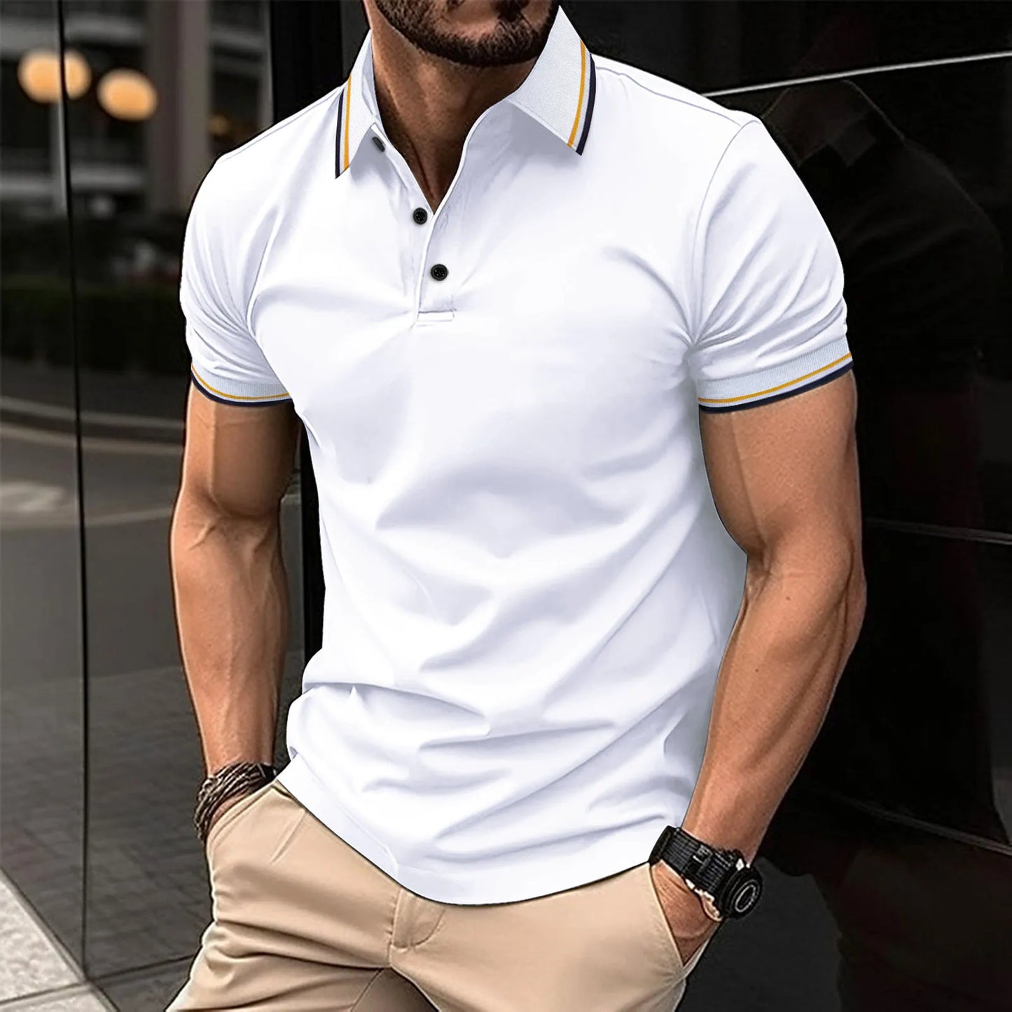2025 Hot Sale Men's Summer Casual Breathable Comfortable Polo Shirt Men's Solid Color High Quality Short Sleeve T-Shirt