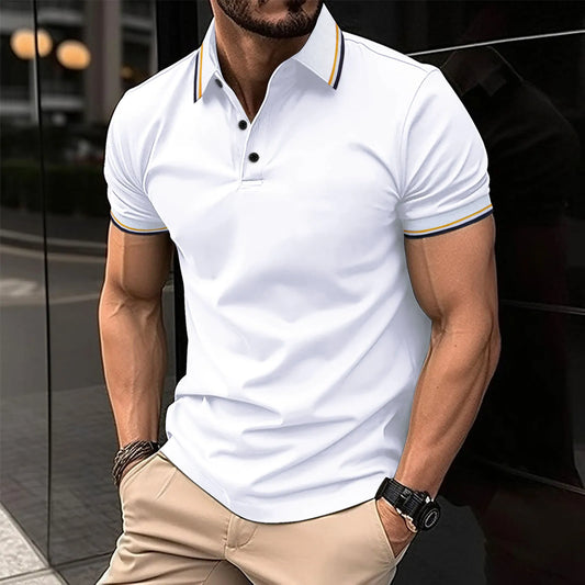 2025 Hot Sale Men's Summer Casual Breathable Comfortable Polo Shirt Men's Solid Color High Quality Short Sleeve T-Shirt