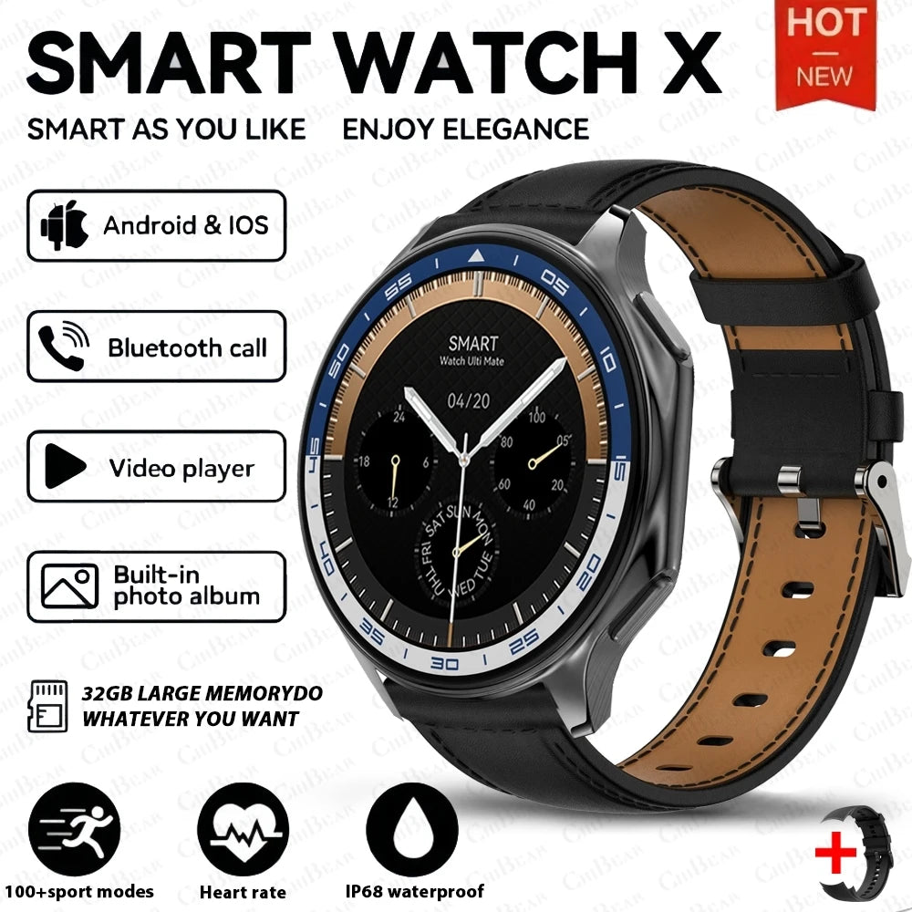 OPPO DT Watch X Montre Connectée Bluetooth avec Appel, 4 Go de Mémoire, Enregistrement, Lecture MP3+MP4, Son Surround Visuel 3D, Smartwatches Homme 2025 Nouveau