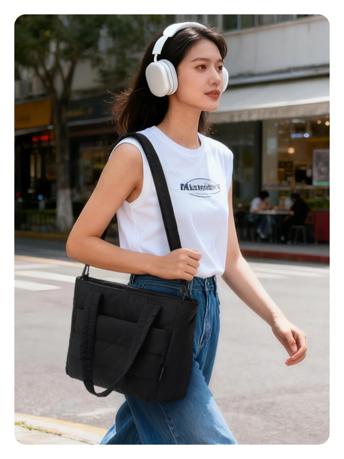 BAGSMART Damen Tragetasche Gepolsterte Einzelschultertasche Große Kapazität Studenten College Umhängetasche Lässige Outdoor-Handtasche