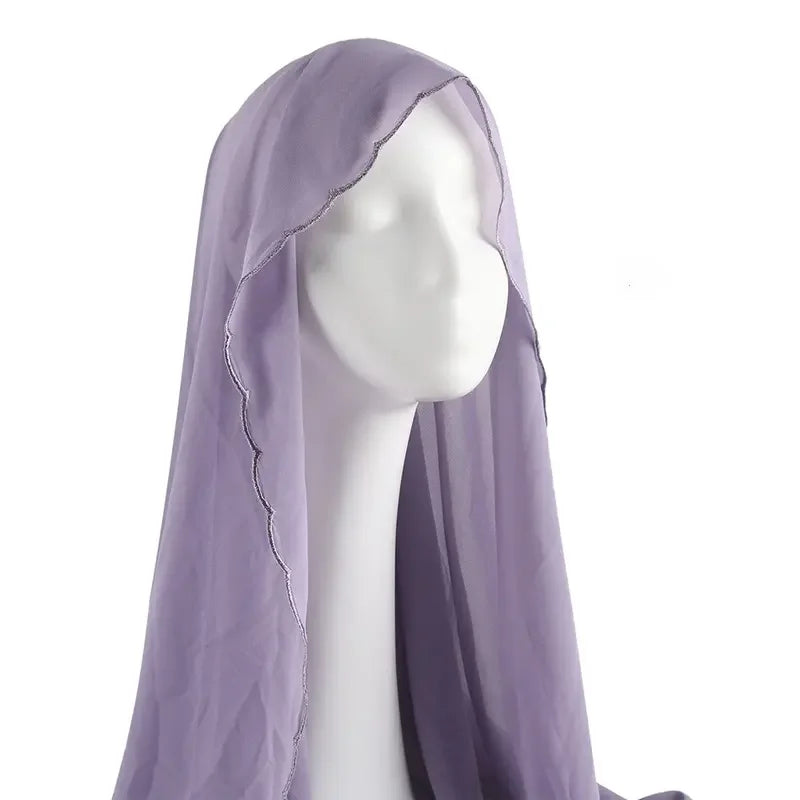 Châles Hijab en mousseline de soie pour femme, écharpe en dentelle, foulards unis, foulards pour femme, voile musulman 70*180cm