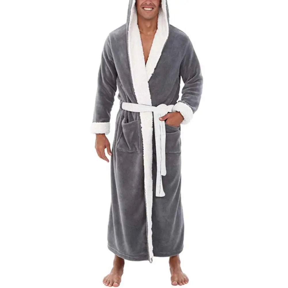 Herren Bademantel Nachtwäsche Korallenfleece Herbst Erwachsenen Bademantel V-Ausschnitt Robe Schlafanzug Herren Und Damen Langarm Nachthemd Männlicher Bademantel