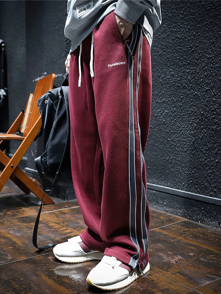 Seitlicher Reißverschluss Schlitz Lässige Sportweite Jogginghose Herren Gerade Lange Hose Outdoor Laufen Cargo Hose