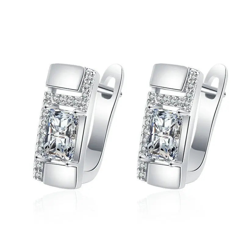 Ohrringe aus 925er Sterlingsilber, Schmuck, hochwertige Retro-Ohrringe mit einfachem Muster, lila-weiße Zirkon-Ohrringe, Bestseller