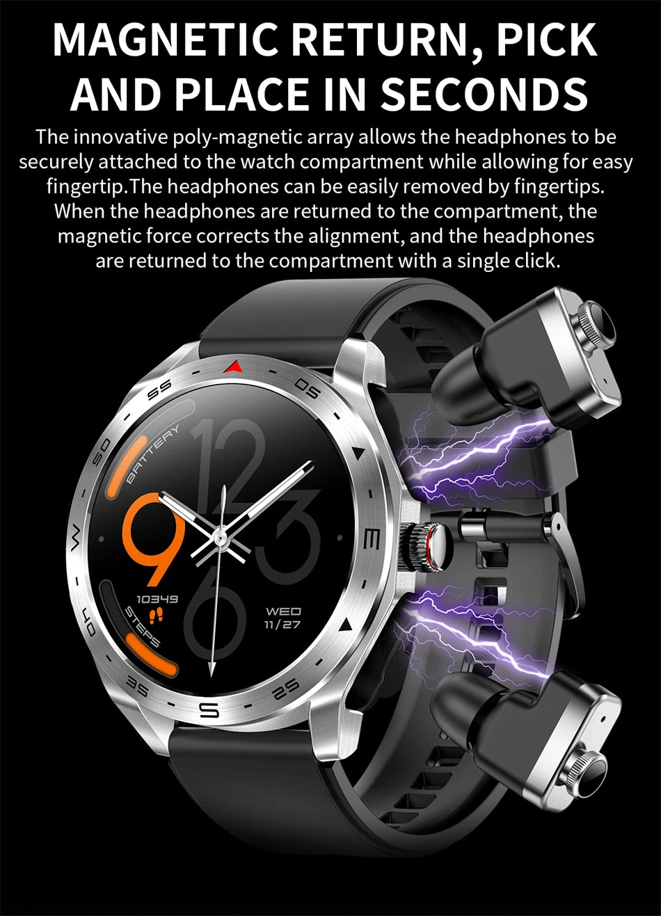 LIGE Avec écouteurs Bluetooth Casque Smartwatch Femme Moniteur d'activité Montre de sport Homme Étanche Montre intelligente Écran AMOLED