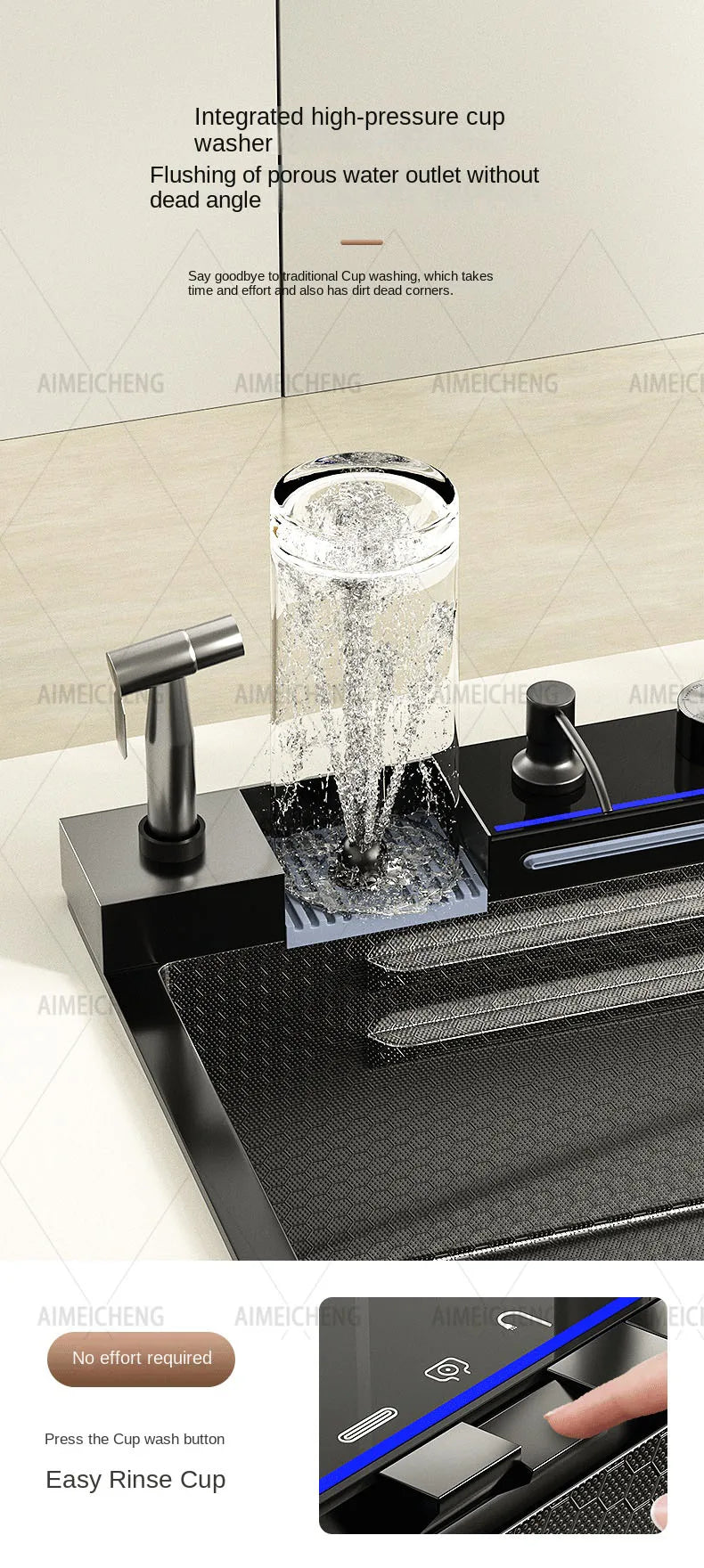 Grand évier de cuisine double intelligent SUS3004 Purification des fruits et légumes Catalyseur d'eau Élimination des résidus de pesticides Appareil ménager