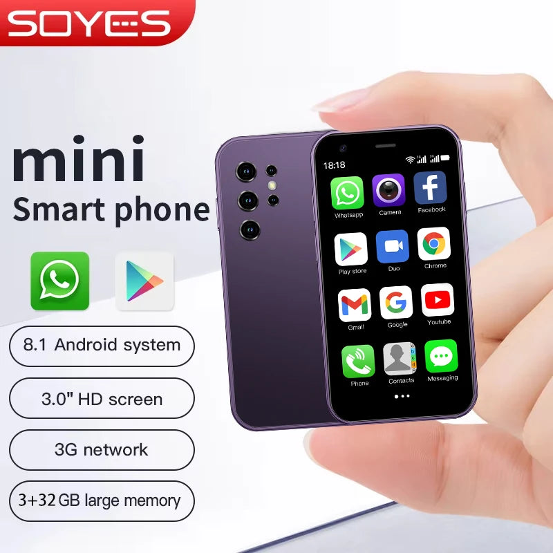SOYES S23 Pro Mini Smartphones Android 8.1 Dual SIM 3.0'' HD 1000mAh Battery WIFI Bluetooth 3G Small Mobile Phone