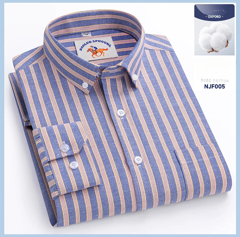 Chemises Oxford à manches longues en 100 % coton pour homme, grandes tailles 8XL, coupe ajustée, unies ou rayées, pour le bureau, couleur blanche, tenues professionnelles