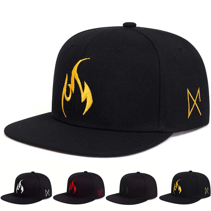 Unisex Flammenstickerei Hip-Hop-Mützen Frühling Herbst Outdoor Verstellbare Freizeit-Baseballkappen Trucker-Mützen Sonnenhut