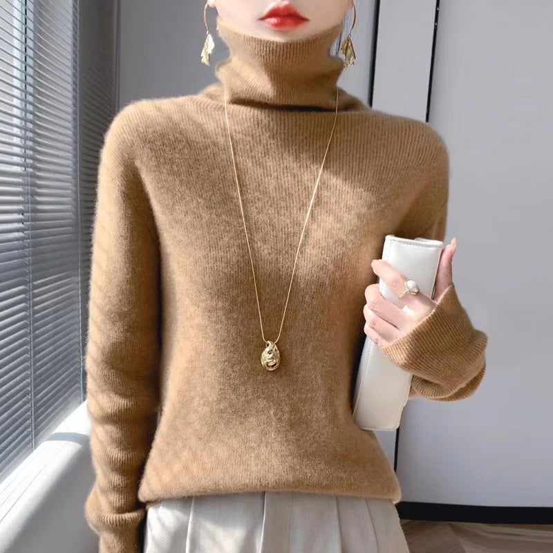 Women Sweater Turtleneck Slim Pullovers Autumn Winter Warm Bottoming Shirts Jumpers Basic High Strecth Korean Knitwear 2026