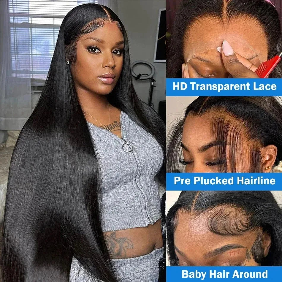 250 Dichte 30 40 Zoll Knochenglatte Lace Frontal Echthaarperücken Brasilianische 13x6 13x4 Transparente HD Lace Front Perücken für Frauen