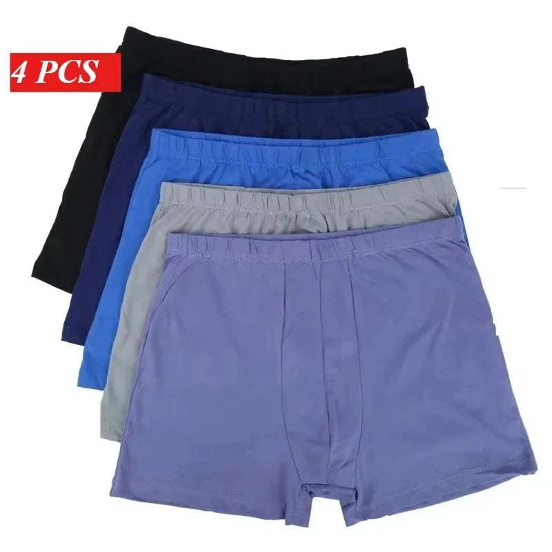 4 Stück 100% Baumwolle Herren Boxershorts Übergröße 8XL-10XL Locker sitzende Unterwäsche Große Größen Weich Atmungsaktiv Scheuerfrei Herren Unterhosen
