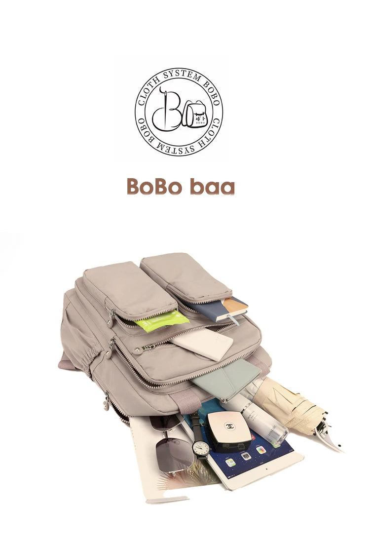 Fashion Multi-pocket Woman's Backpack Soft Handle Solid Color Nylon Travel Backpack Lightweight Casual School Backpacks