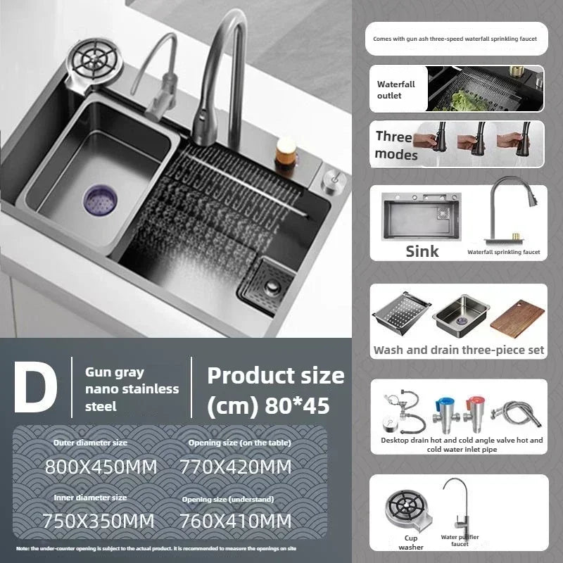 Stainless Steel Thickened SUS304 Sink,Household Kitchen Sink, Dishwashing Nano Process Countertop Sink Sink Kitchen