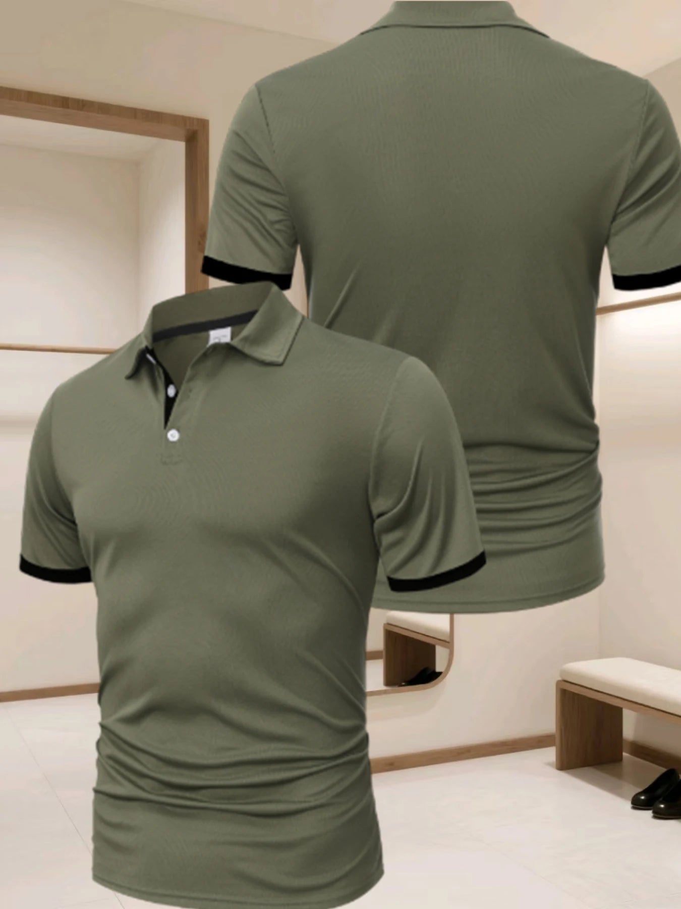 Haut de polo pour homme, haut de t-shirt de sport d'extérieur contrastant, polo de sport d'extérieur respirant pour homme, polo contrastant tendance
