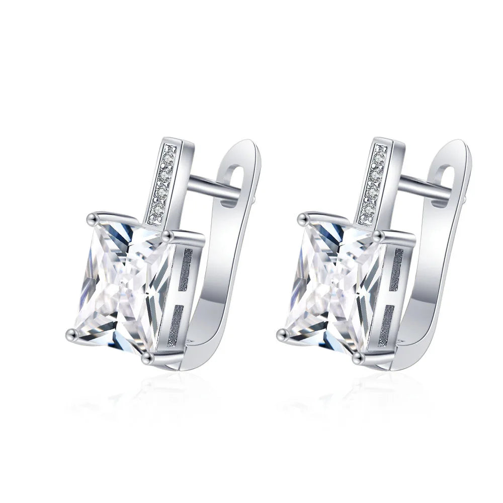 Ohrringe aus 925er Sterlingsilber, Schmuck, hochwertige Retro-Ohrringe mit einfachem Muster, lila-weiße Zirkon-Ohrringe, Bestseller