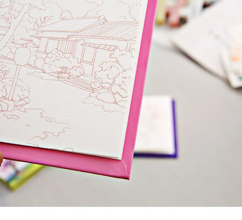 Aquarell-Malbuch mit integrierter Palette, Pop-up-Papier und Farben – Geschenk für junge Künstler und Doodle-Liebhaber