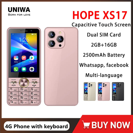UNIWA HOPE XS17 4G Touch Screen Keypad Phone Android 8.1 Dual SIM Card 3.5 Inch 2GB RAM+16GB ROM 2500mAh Cellphone Whatsapp GPS