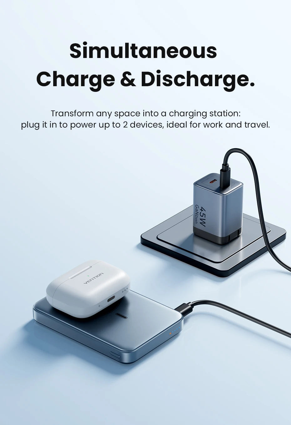 Vention 10000mAh 45W Powerbank für Qi2.2 25W MagSafe Magnetische Kabellose Batterie Tragbares Ladegerät für iPhone 17 16 Samsung S25 24