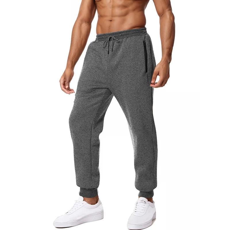 Nouveau Pantalon de Survêtement Homme, Poches Latérales Zippées, Jogging Sport Décontracté, Taille Élastique, Ample, pour le Fitness et la Gymnastique