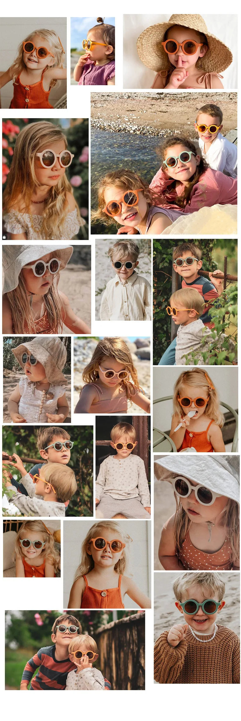 Accessoires pour bébé Nouvelle Lunettes de soleil Rétro pour bébé Couleur unie Anti-ultraviolets Lunettes rondes pour enfants UV400