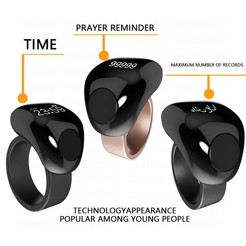 Smart Tasbeeh Zikr Ring Titanlegierung Islamische Zählhilfe Smart Digitalzähler für Muslime Gebets-Erinnerung Magnetisches Laden
