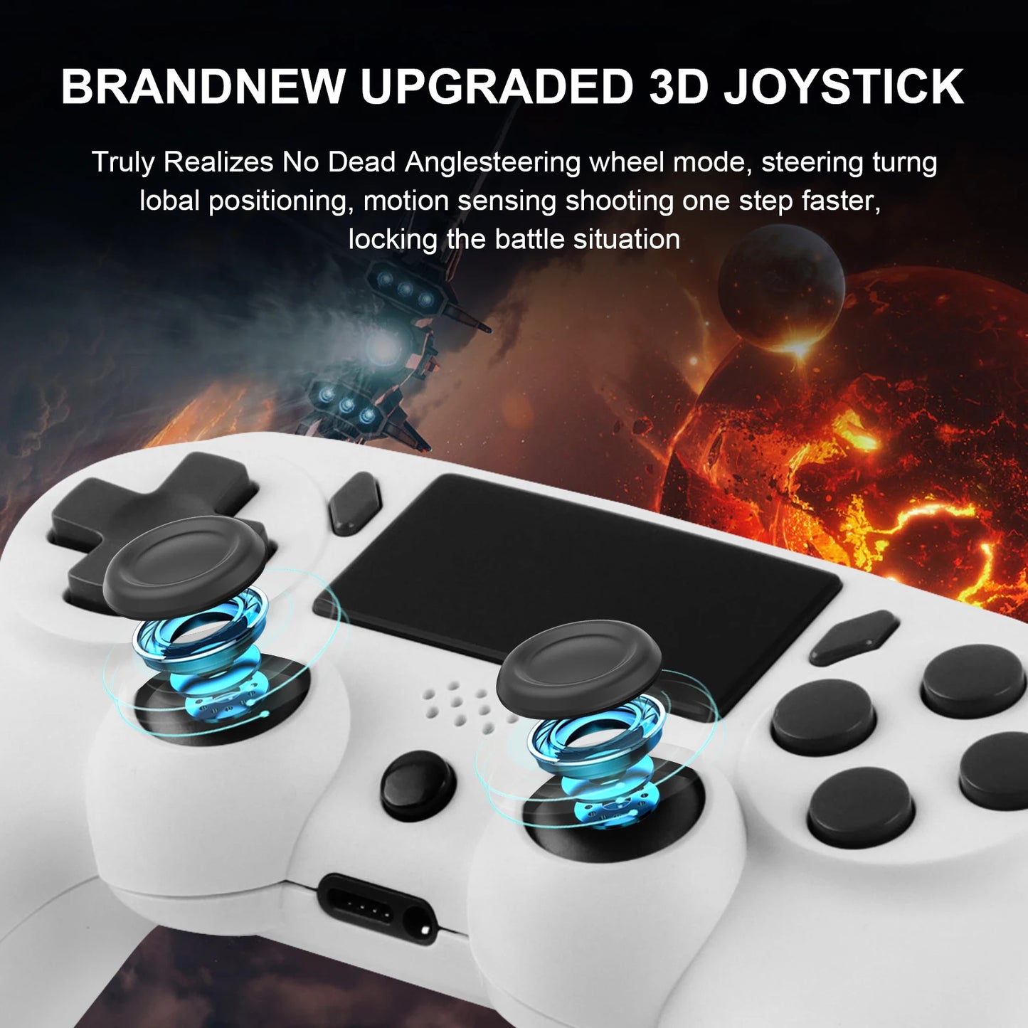 GAMINJA Kabelloses Gamepad mit 6-Achsen-Gyroskop, PC-Joystick, Touchpad, Dual-Vibration für PS4, PS3, PC, Multifunktions-Controller