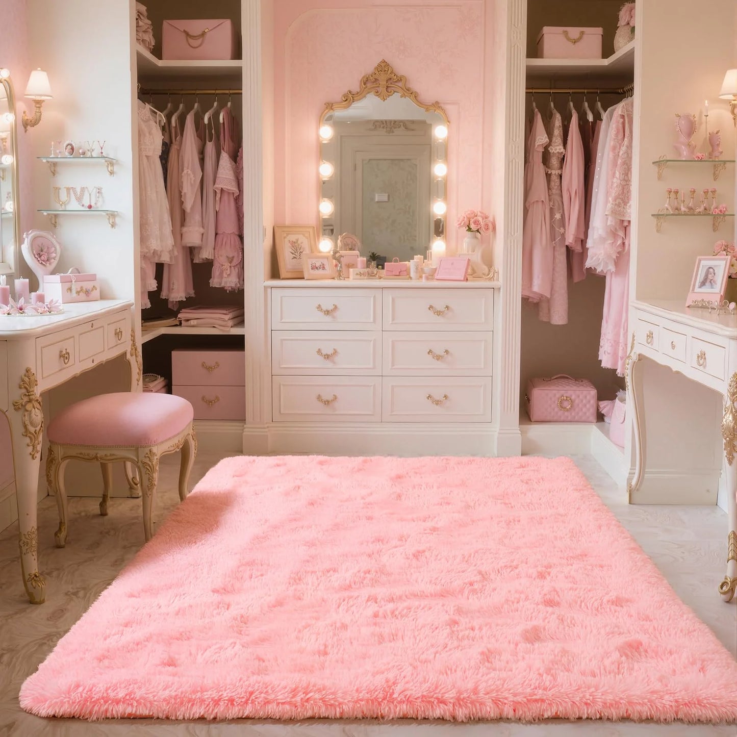 VIKAMA Teppich im minimalistischen Stil für Wohnzimmer, flauschiger und rutschfester Teppich für Kinderzimmer, Badezimmerteppich, Heimdekoration