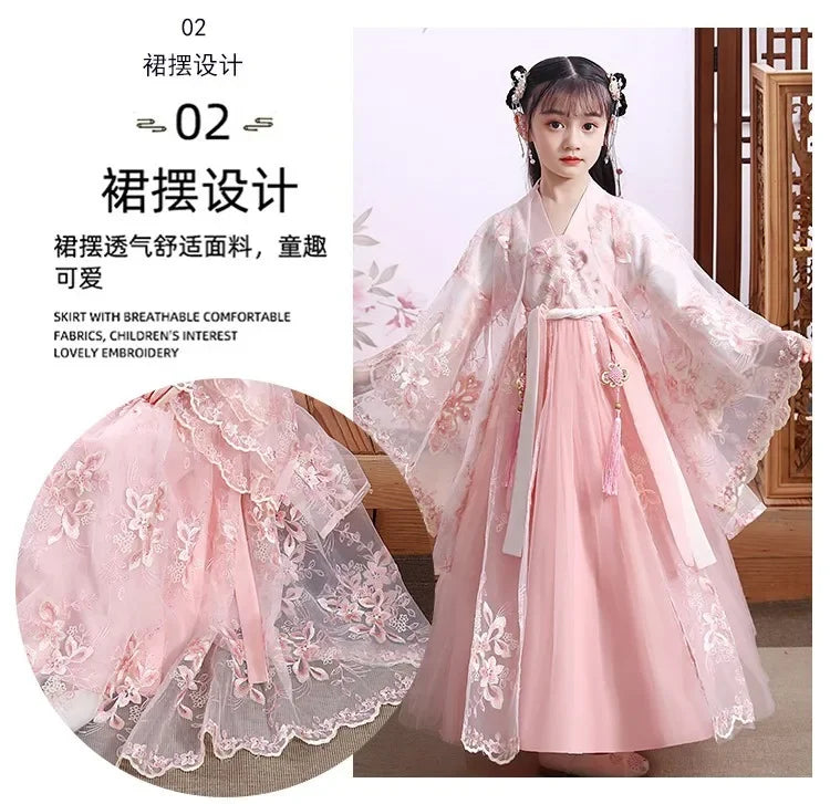 Robe chinoise Hanfu moderne pour fille, tenue d'Halloween de fée, Vêtements pour enfants, Vestidos, Costume traditionnel de Cosplay, Robes pour filles