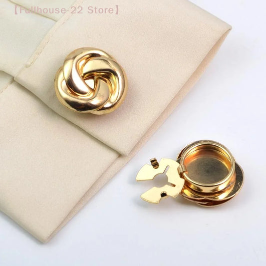 【MAX-22】2PCS Button Cover Cufflinks For Women And Men Fashion Alloy Shirt Sleeve Collar Clips Decoration Accessories