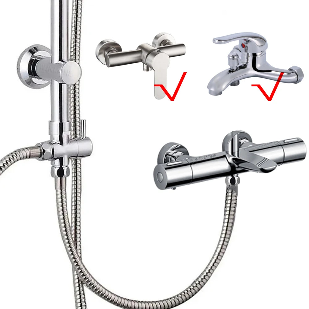 Duschsäulenset Schwarz Badarmaturen 3-Wege-Wasserumlenkventil Badewannenmischer Brausen Wasserhahn Druckerhöhungs-Duschkopf