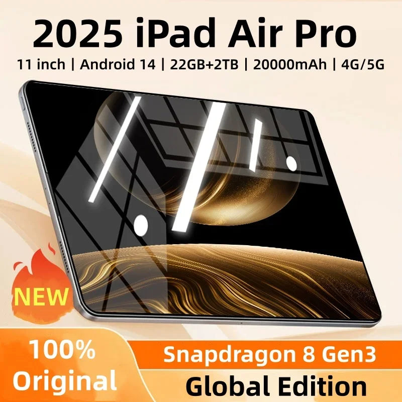 Tablette PC iPad Air Pro 2025 11" Android 14 22Go+2To Snapdragon8Gen3 20000mAh 4G/5G Double SIM Bluetooth WiFi