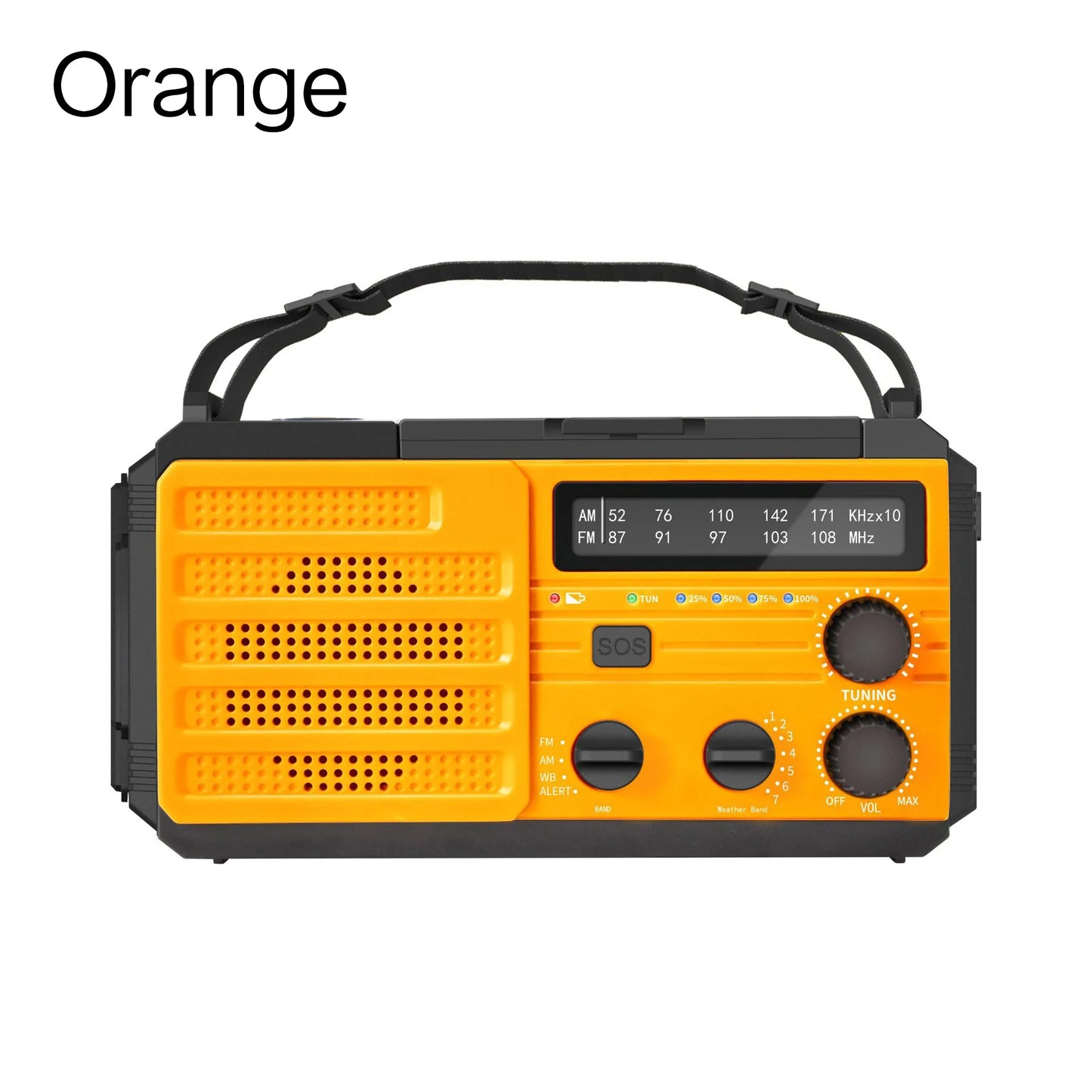 Wetterradio Notfall Multifunktionales Radio FM AM WB Handkurbel Solar USB-Ladefunktion 2000mAh Powerbank LED Taschenlampe