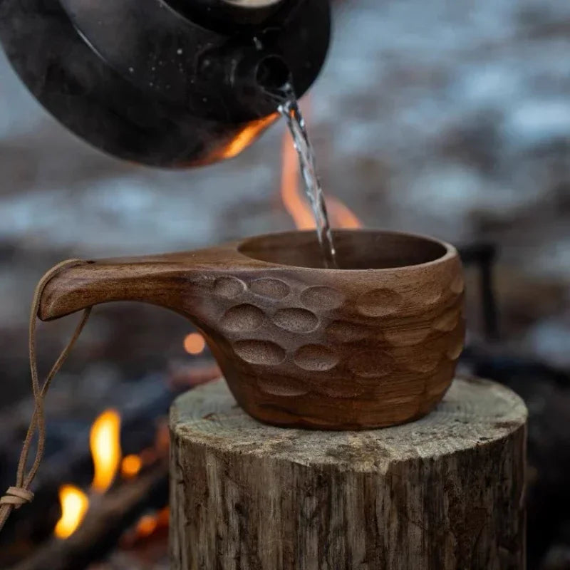 Holz Finnland Tasse Kreativ Outdoor Camping Reise Holzbecher Nordischer Stil Handgemachte Milch Kaffee Bar Bierkrüge
