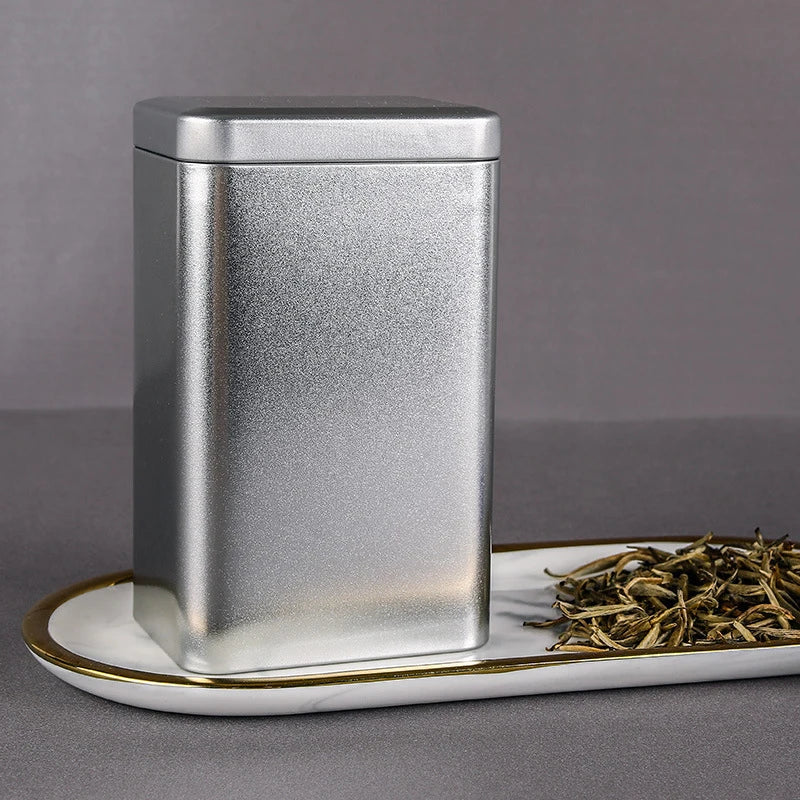 Metal Retro Square Tea Can Candy Food Storage Case Spices Sealed Packaging Box Tinplate Empty Cans Container Storage Box