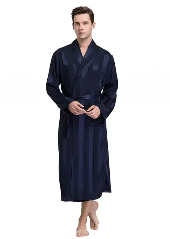 Mens Silk Satin Pajamas Sleepwear Robe Robes Bathrobe Nightgown S~3XL__For XMAS Gifts