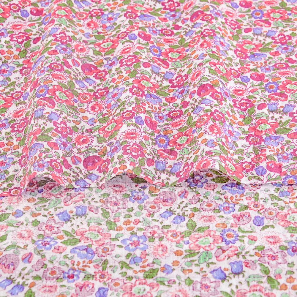 Schöner frischer rot bedruckter Stoff mit Blumenmustern, dünner Stoff aus 100 % Baumwolle, Patchwork für DIY-Bastelarbeiten, Heimtextilien, Meterware