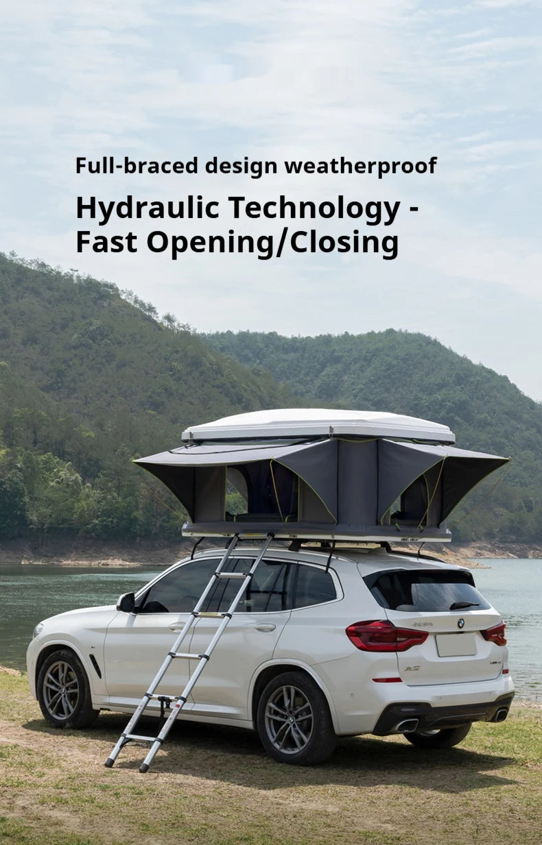 Durable Automatic Foldable Hard Top Roof Tent - For Sedan, SUV, Off-Road, Pickup & Outdoor Camping Self-Driving