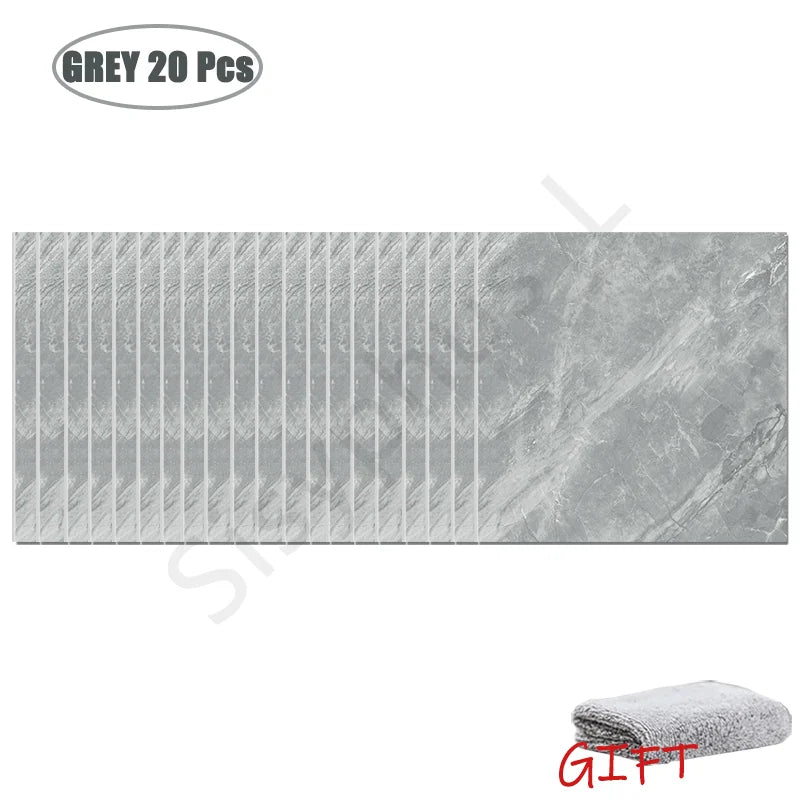 Simulierte dicke Marmorfliesen Wandaufkleber PVC Wasserdicht Selbstklebend Wohnzimmer Toilette Küche Zuhause Bodenaufkleber
