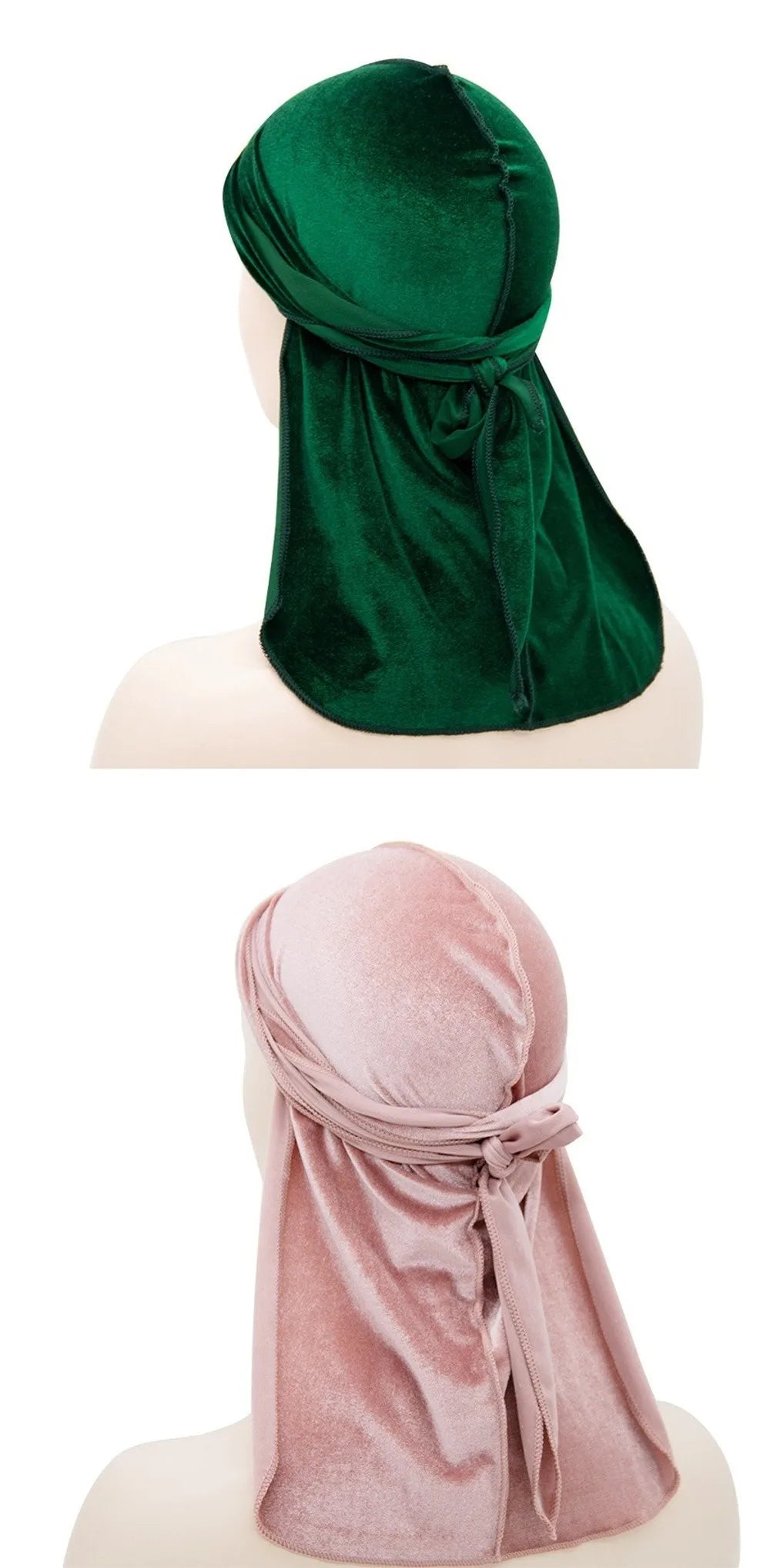 Nouveaux Durags en Velours Casquettes Longue Queue Chapeau Turban Respirant Bandeau Élastique Réglable Accessoires pour Cheveux