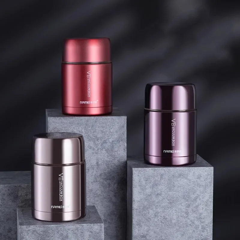 Thermos alimentaire 600/800/1000 ml, pot alimentaire isotherme sous vide en acier inoxydable 316 avec cuillère, boîte à lunch pour enfant avec sac de transport isotherme