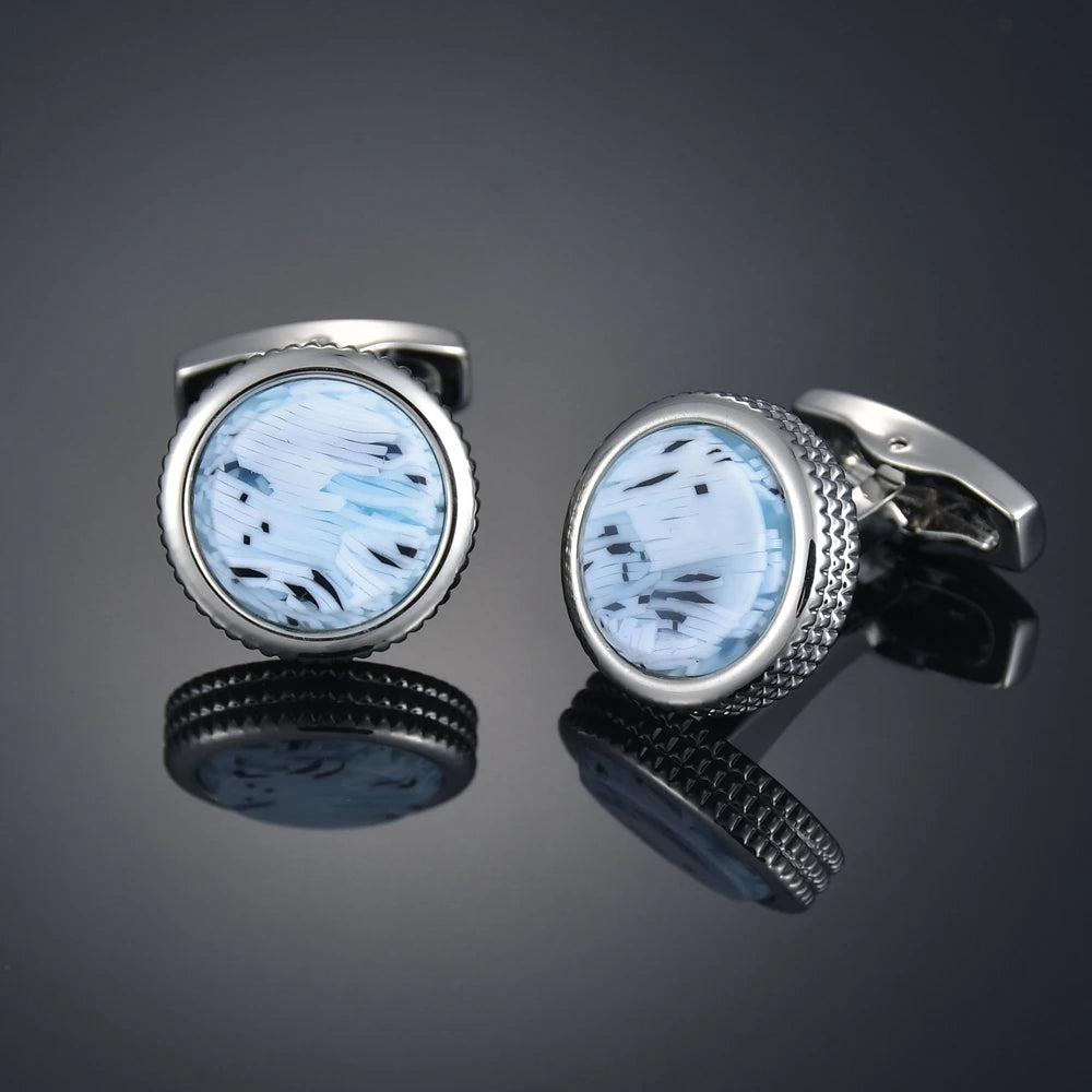 Quality Gems Craft Manschettenknöpfe Blumenmuster Golden Horse Muster Stoff Französische Ovale Hemd gemelos cuff links