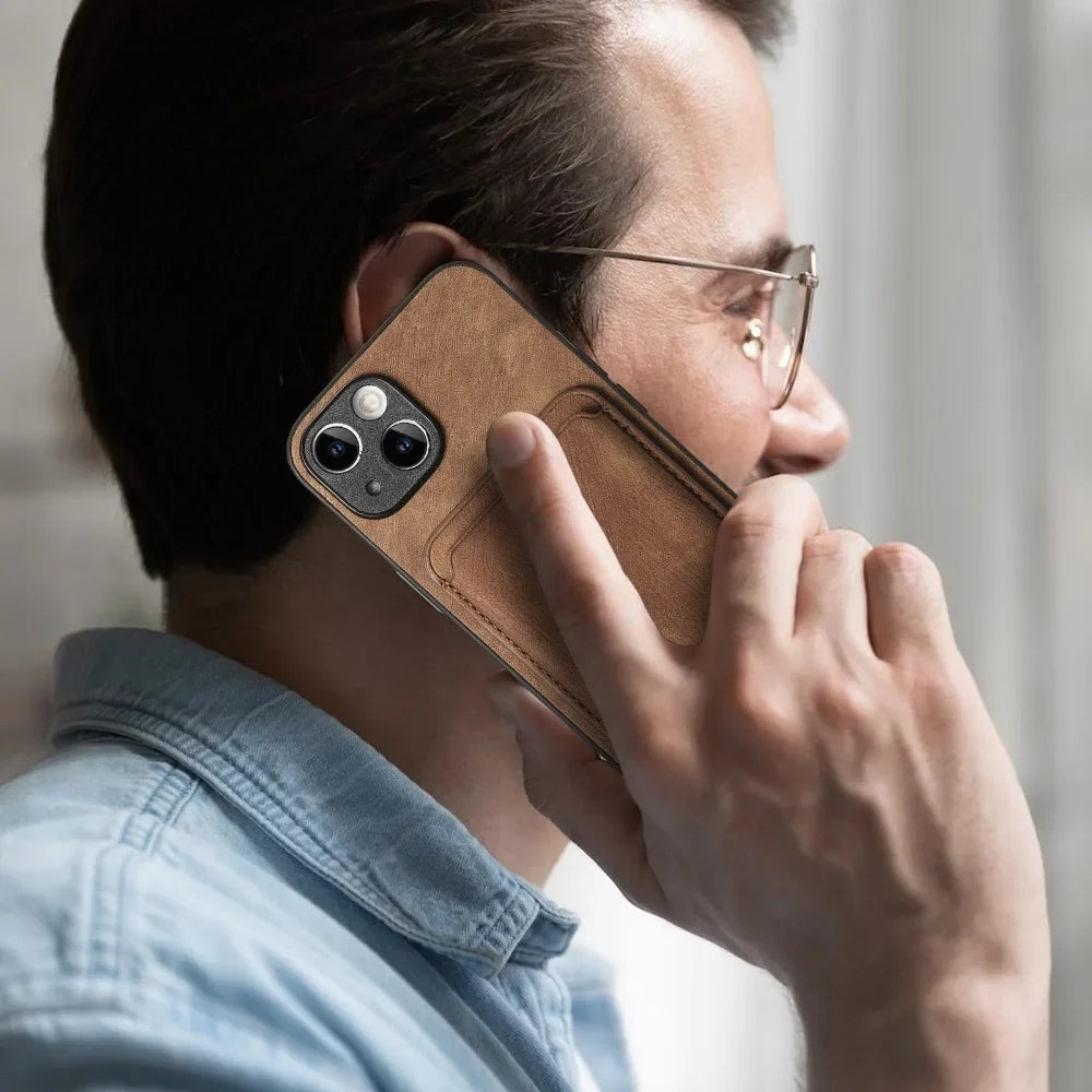 Vintage-Lederhülle mit abnehmbarem magnetischem Kartenhalter für iPhone 17 Air 16e 16 Pro Max 15 14 Plus 13 12 11