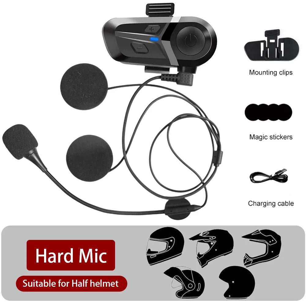 Casque de moto sans fil Bluetooth 5.3, appels mains libres, téléphone, écouteurs de moto étanches, lecteur de musique, casque de moto