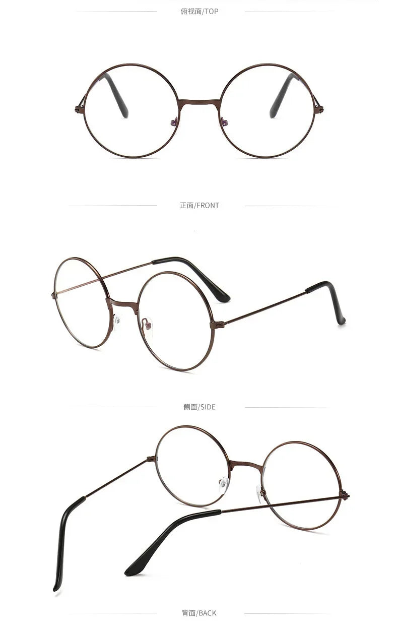 Vintage Transparent Glasses Round Metal Frame Superlight Style Clear Lens Game Eye Glasses  Protection Chic Prevent  Blue Light