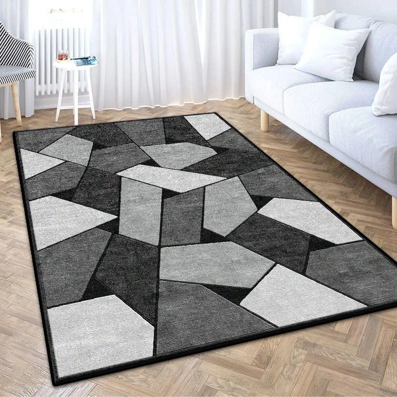 Moderner geometrischer TEPPICH FÜR WOHNZIMMER Leichte Luxus-Dekoration Schlafzimmer Leicht zu reinigender Teppich Große Fläche Wohnzimmer Anti-Rutsch-Matten